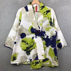 IC By Connie K Womens Medium Abstract Print Linen Top